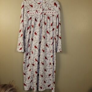 Noir Jasmine Rose Womans Large Red Cardinal Long Flannel Nightgown